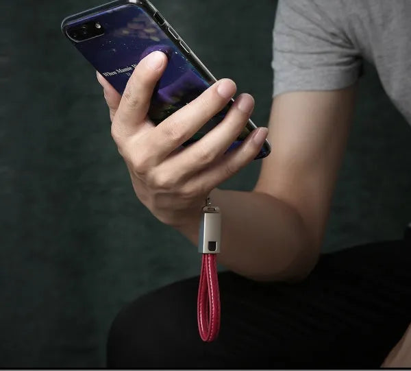 20cm leather braided USB to Lightning iPhone charging cable with zinc alloy connector