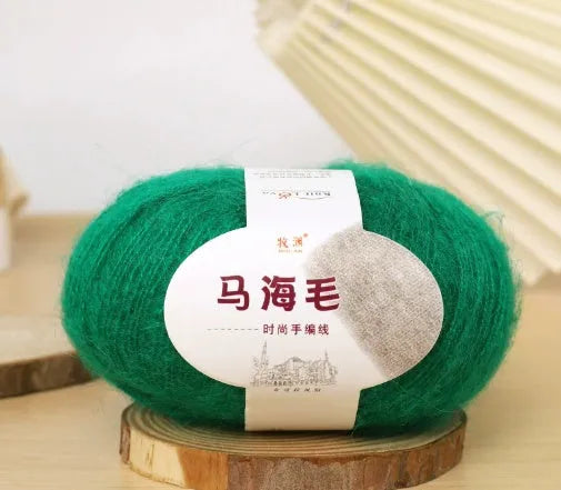 Mohair wool ball for DIY scarf kit with 34 colour options including white, grey, pink and blue