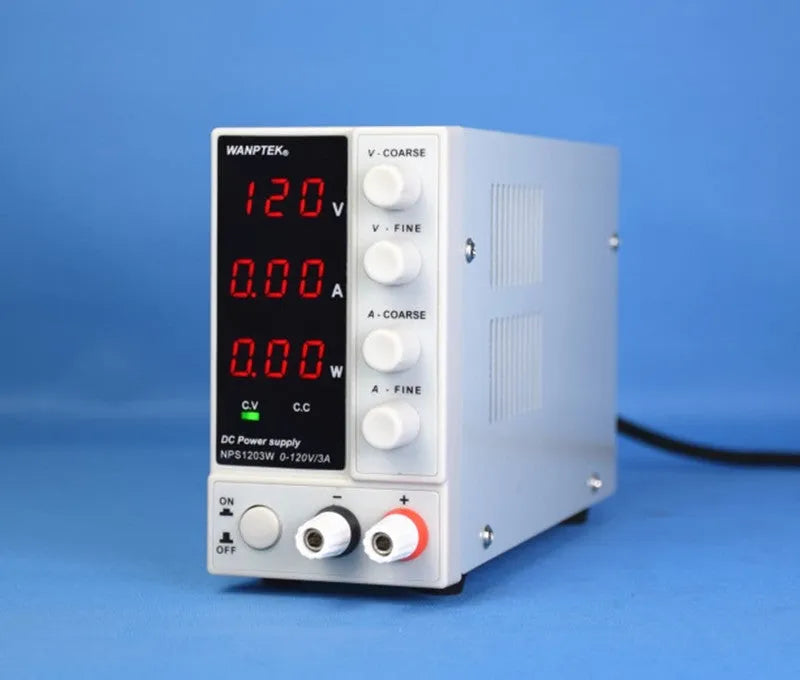White S605W adjustable DC bench power supply with voltage and current controls for electronic testing