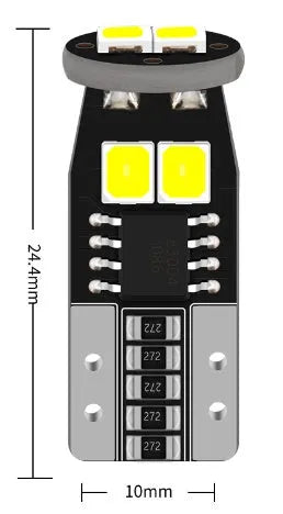 Small white automotive replacement bulb for car licence plate light, 10mm size.