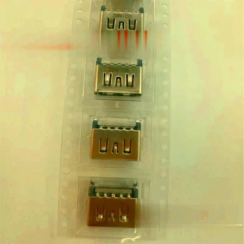 Silver HDMI interface host socket with metal construction for game consoles and computer hardware