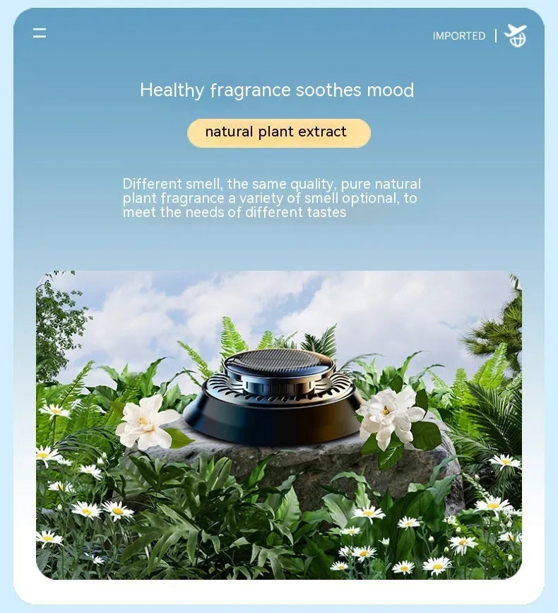 Solar kinetic car air freshener with double ring rotating mechanism in black ocean colour option