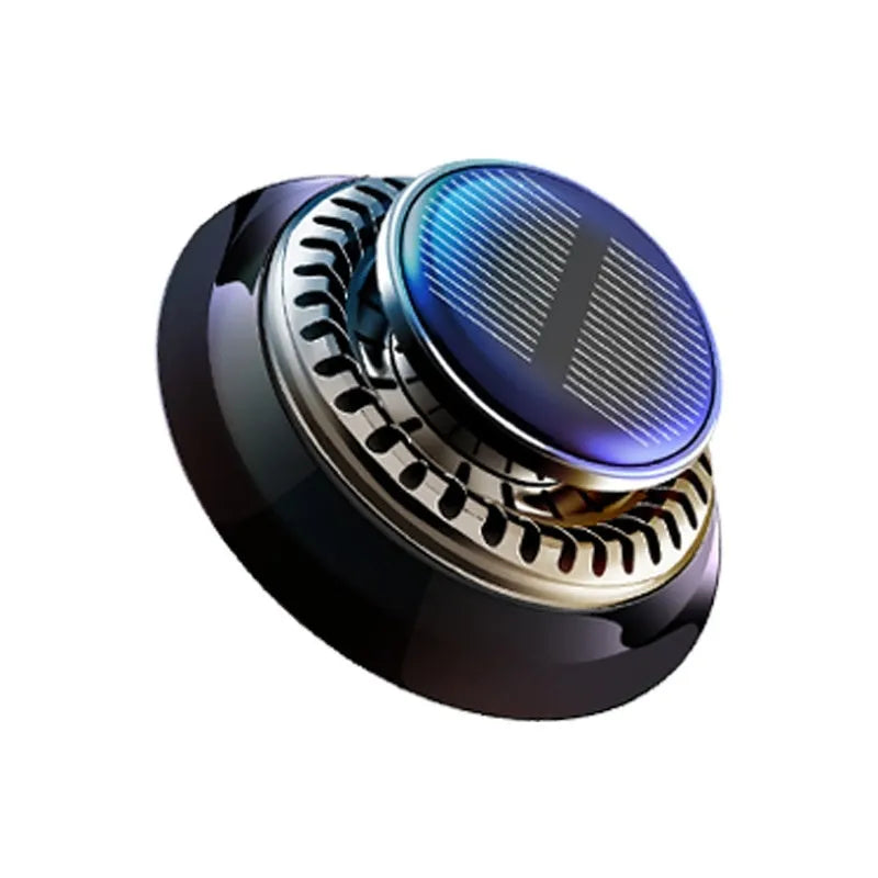 Solar kinetic car air freshener with double ring rotating mechanism in black ocean colour option