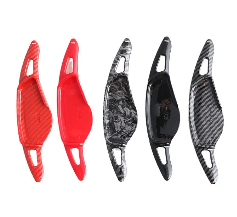 Carbon fibre pattern steering wheel paddle shifter replacement in black finish