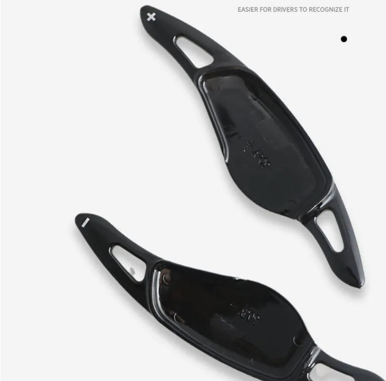 Carbon fibre pattern steering wheel paddle shifter replacement in black finish