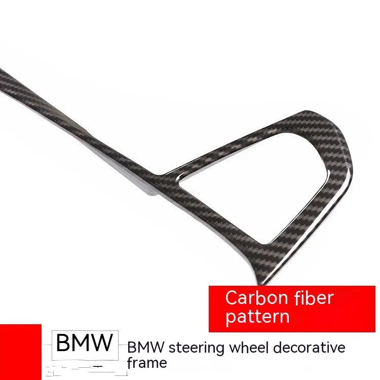 Carbon fibre pattern steering wheel button frame for BMW vehicles