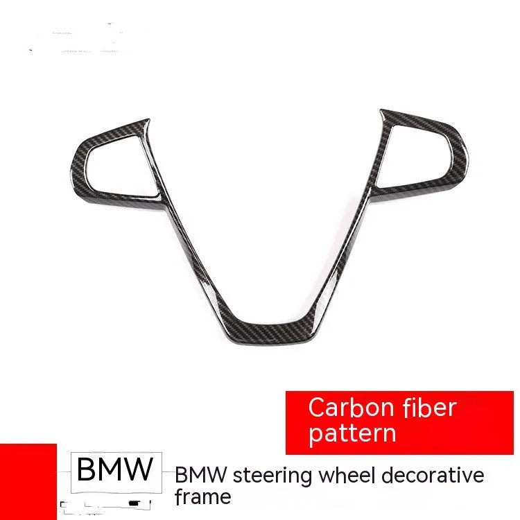 Carbon fibre pattern steering wheel button frame for BMW vehicles