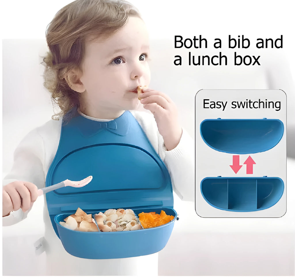 Light green 3D waterproof soft plastic baby bib with widen shoulder strap and five-gear neck adjustment