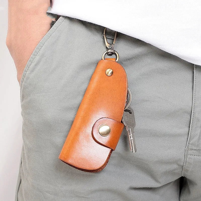 Handmade leather multifunctional door key storage bag in four colour options