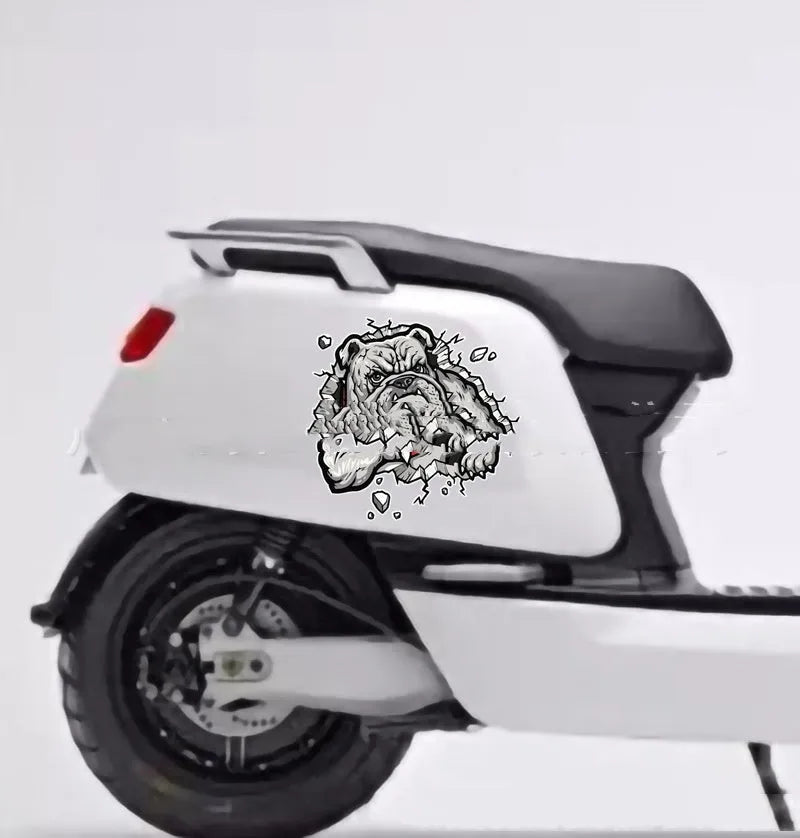 Square grey dog pattern motorcycle decorative sticker with customisable dimensions