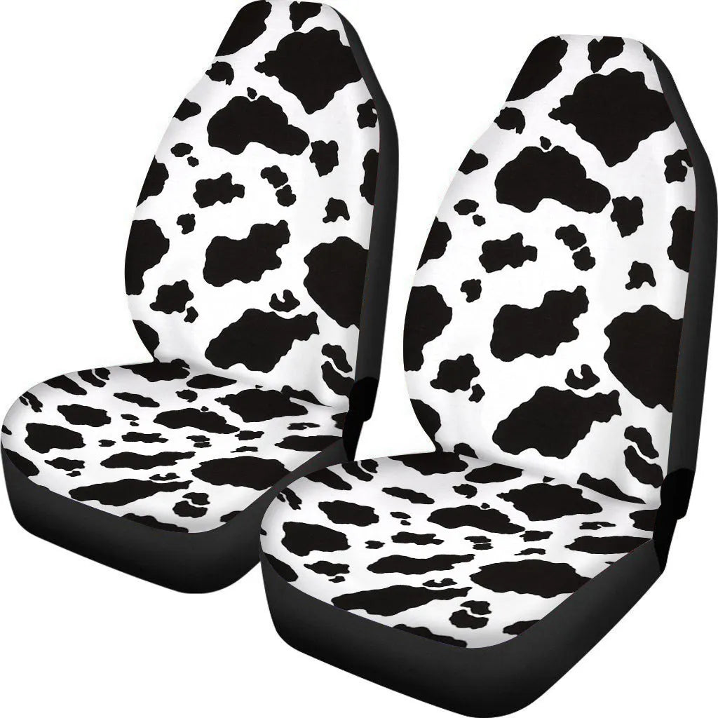 Universal car seat cover set in cow spot leopard print retro pattern for five-seat vehicles