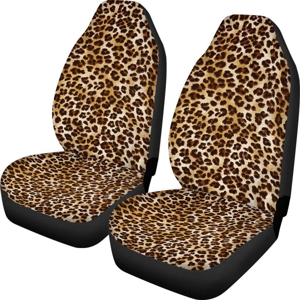 Universal car seat cover set in cow spot leopard print retro pattern for five-seat vehicles