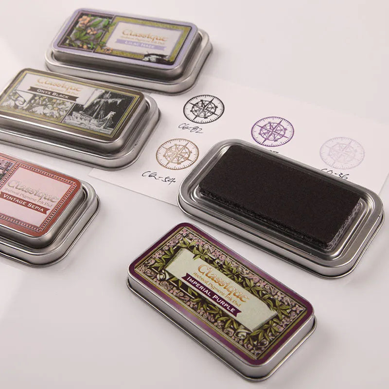 Rectangular oily stamp pad ink measuring 0.3x5.7x1.7cm in five colour options for DIY rubber stamps