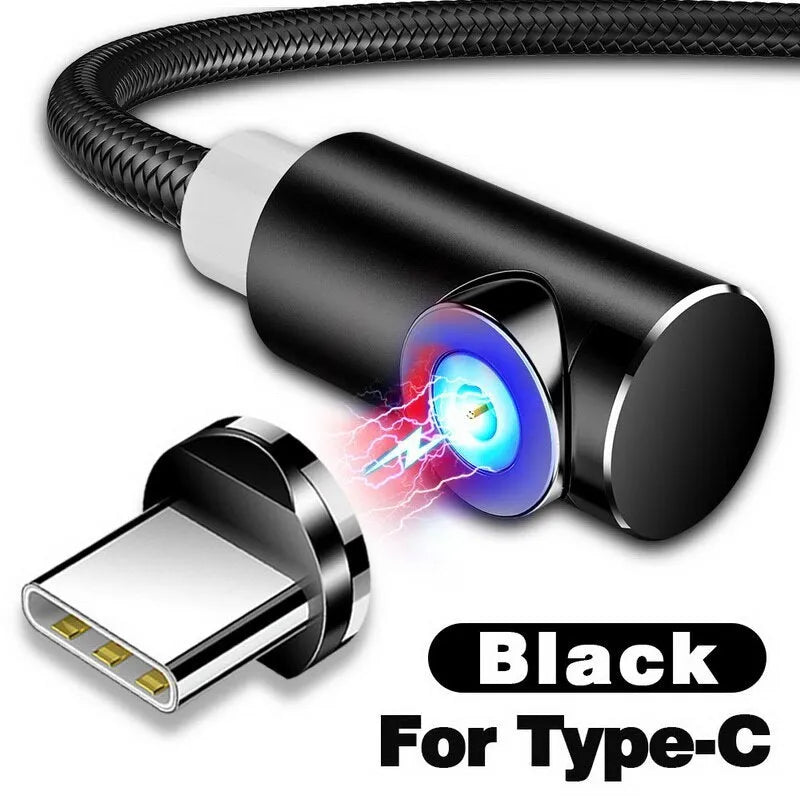 Magnetic charging cable with aluminium housing showing blind magnetic alignment and colour options