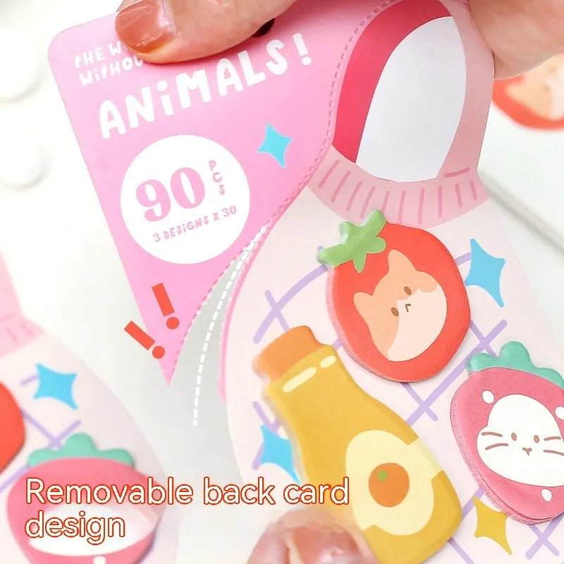 Animal shaped sticky note set with 90 pages in six colour variations