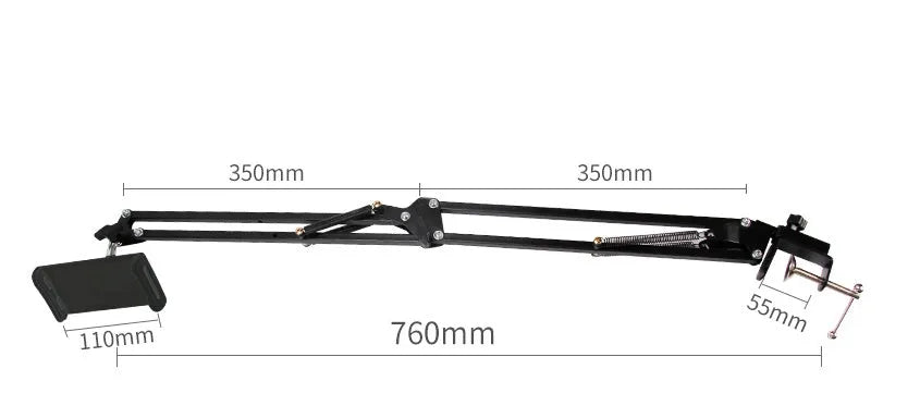 10cm folding phone tablet stand in black colour showing adjustable height feature