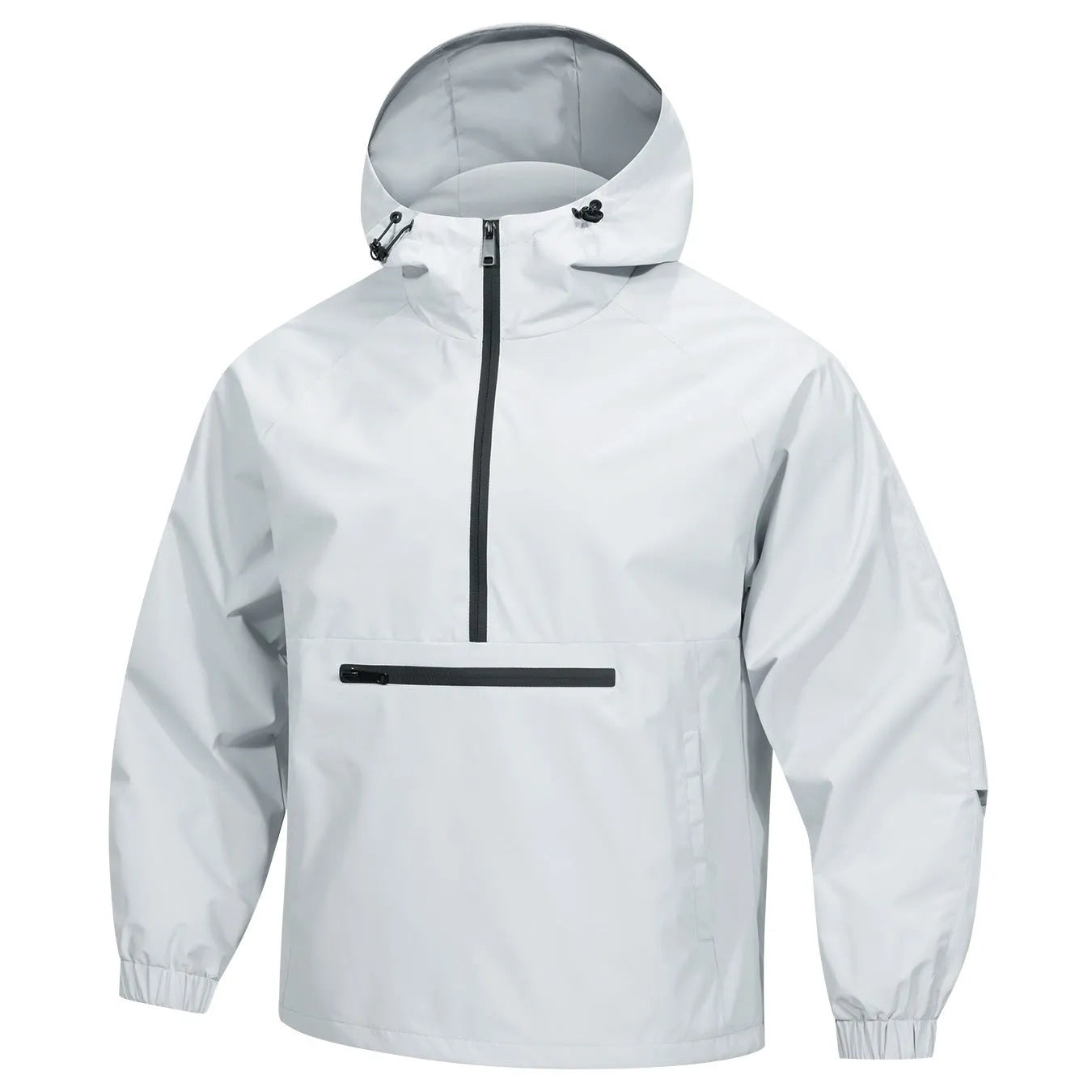 Men's Korean-style loose half-zip hooded jacket in corduroy fabric with rabbit fur composition