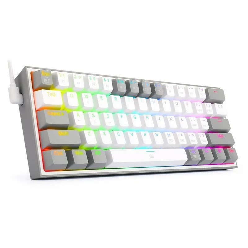 K617 white pink wired mechanical keyboard with RGB backlit keys and dual-colour keycaps.