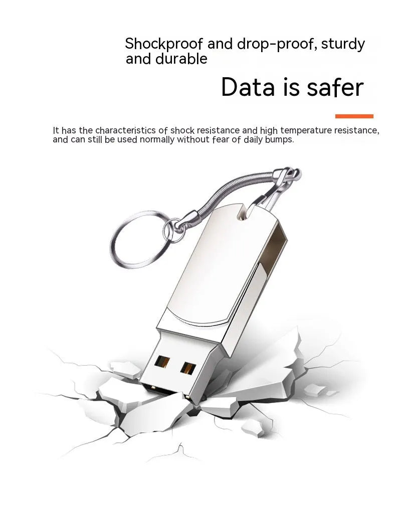 White metal rotary USB flash drive showing compact dimensions and rotating mechanism
