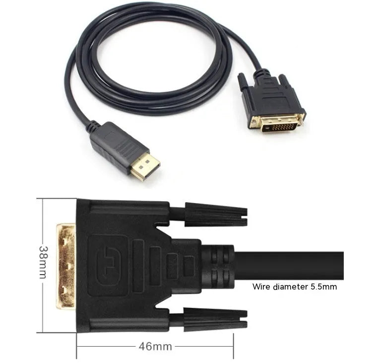 1.8m DP to DVI24+1 adapter cable with copper wire for PC monitor connection