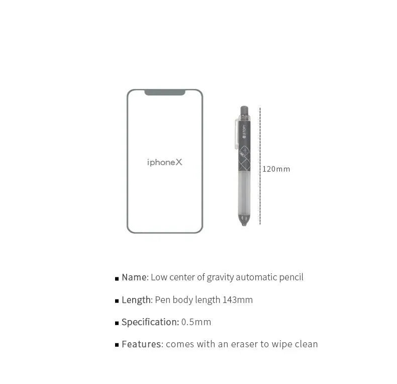 0.5mm mechanical pencil with cloud grip in black and white colours