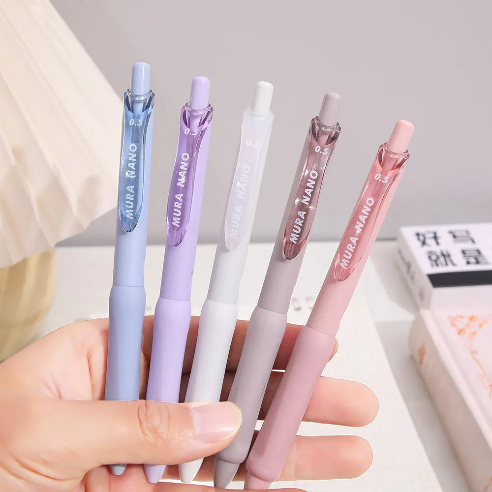 Macaron colour press gel pen with 0.5mm tip in smoked brown, powder or white ink options