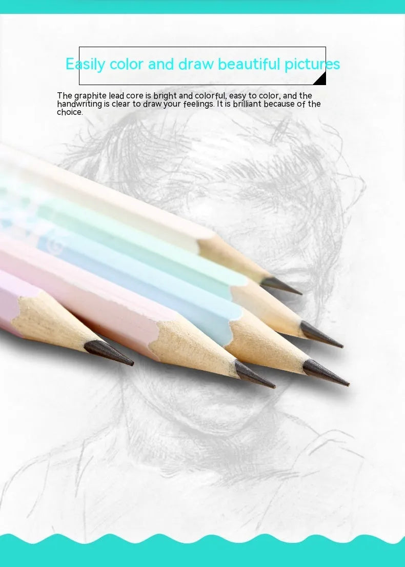 Pack of 50 hexagonal basswood pencils with HB graphite leads for drafting and writing.