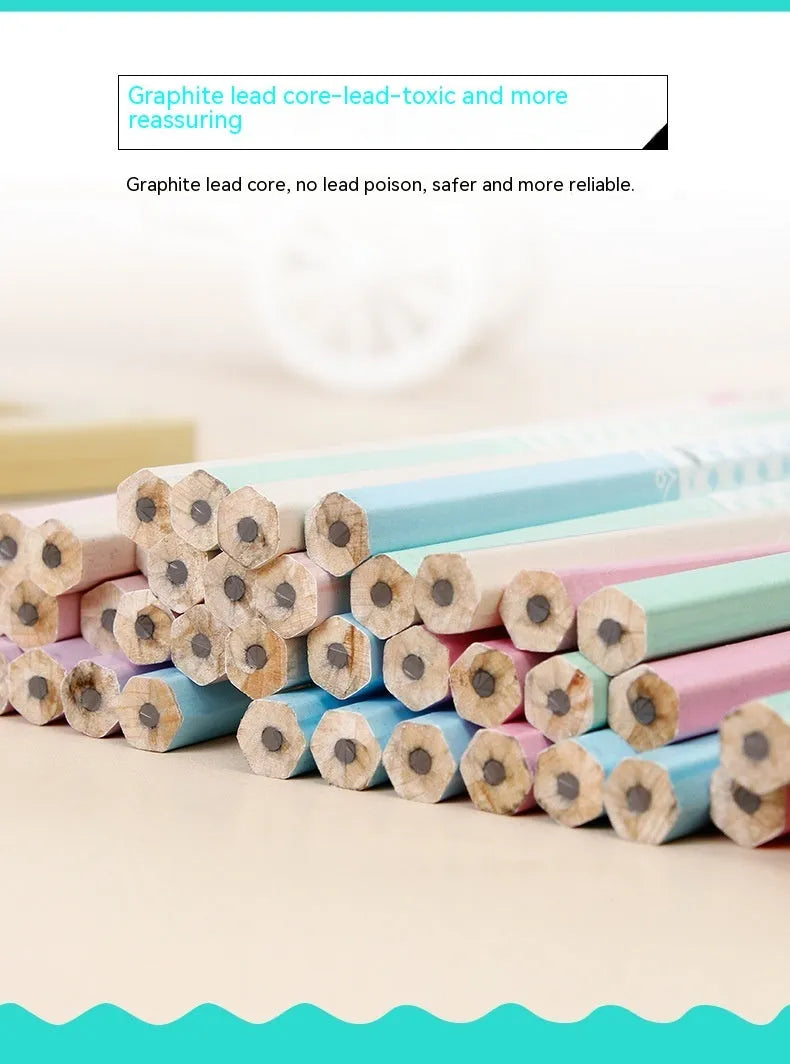 Pack of 50 hexagonal basswood pencils with HB graphite leads for drafting and writing.