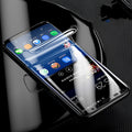 Curved hydraulic phone screen protector for Samsung Galaxy S series phones on a purple light background.
