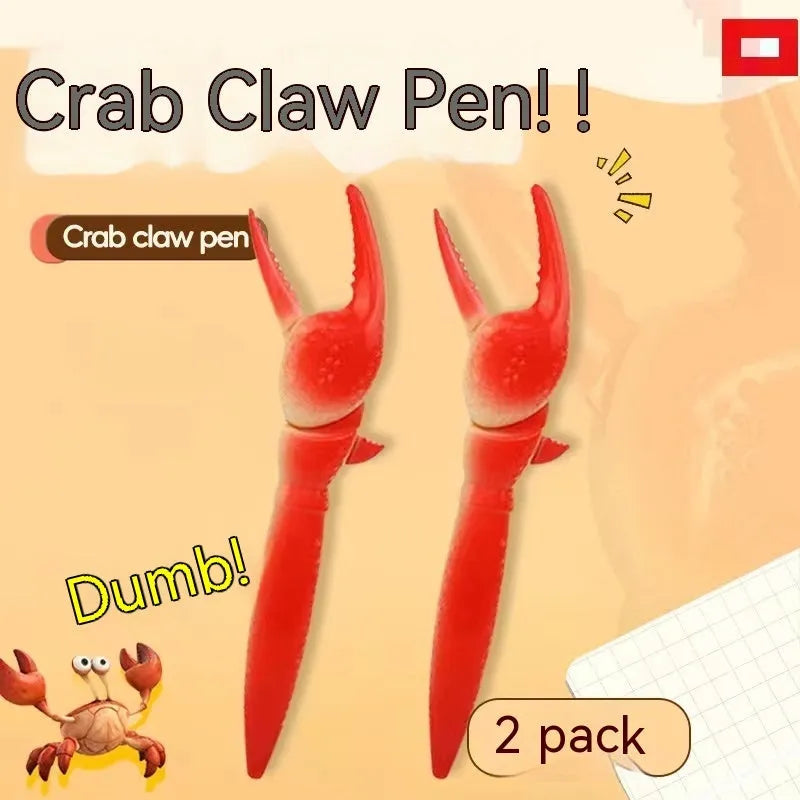 Crab-shaped ballpoint pen with pressable clip mechanism showing crab design details