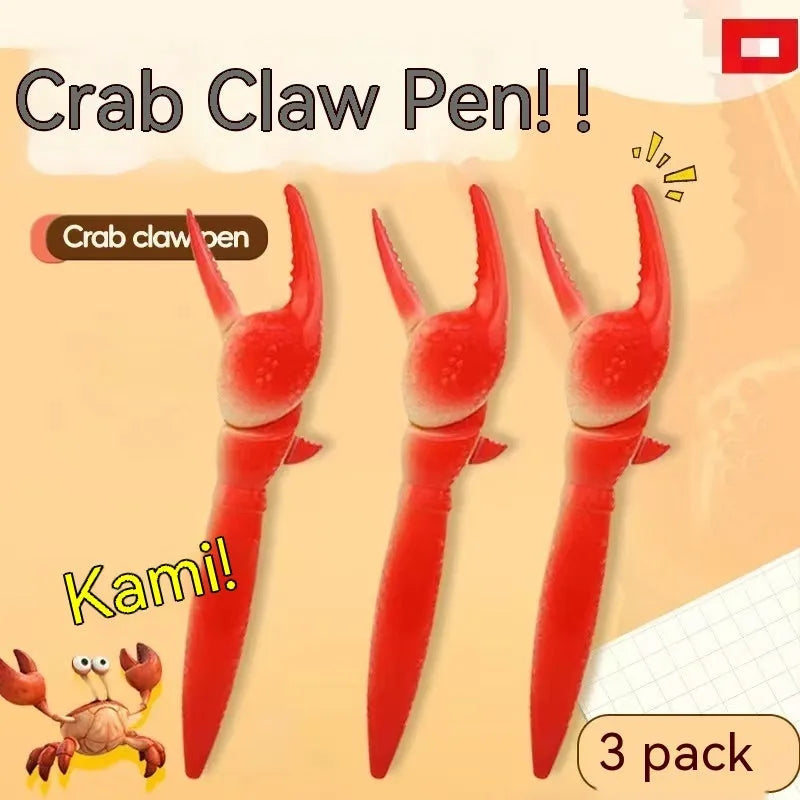 Crab-shaped ballpoint pen with pressable clip mechanism showing crab design details