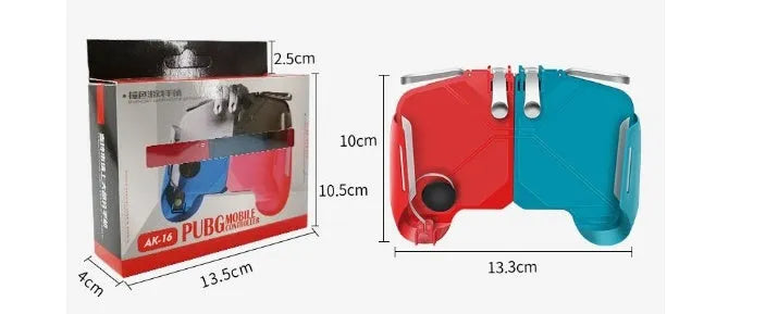 AK16 Colorful adjustable mobile phone game controller with extendable design in black, black white, and red blue colours