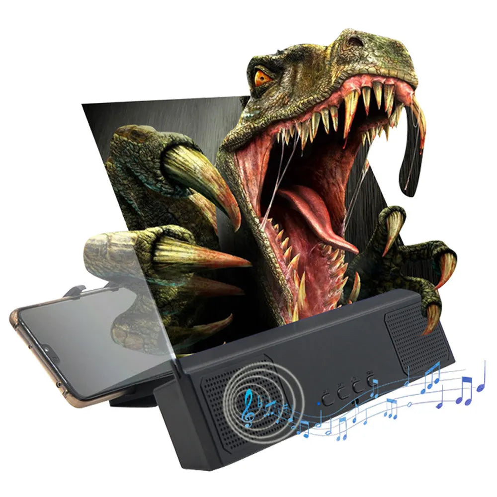 Universal mobile phone screen amplifier with 12-inch acrylic lens and ABS housing on a table.