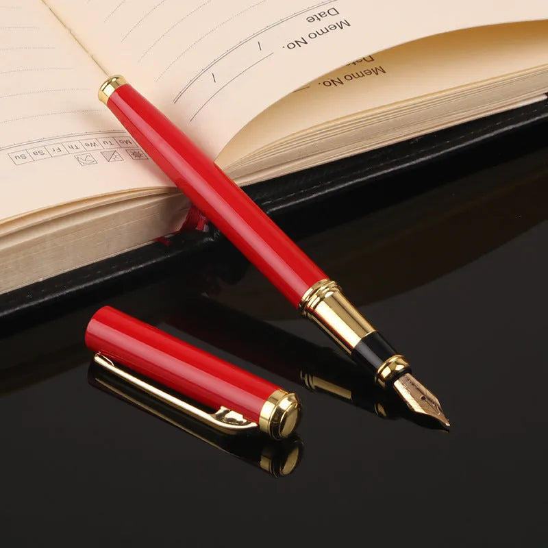 Metal fountain pen with 0.5mm iridium tip in red and black colour options