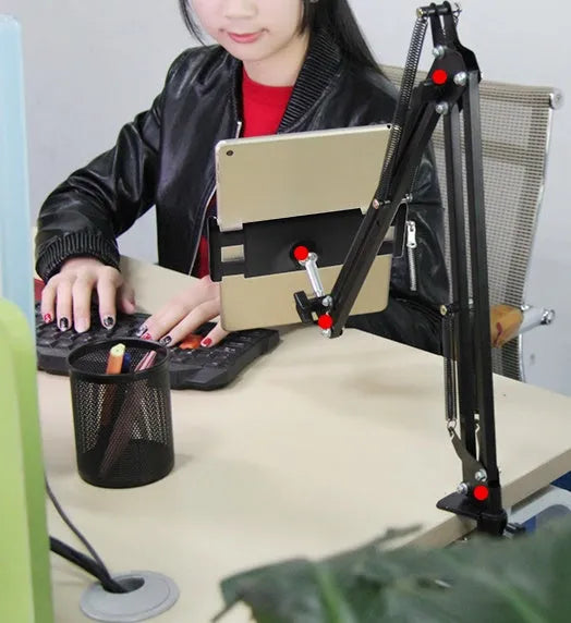 10cm folding phone tablet stand in black colour showing adjustable height feature