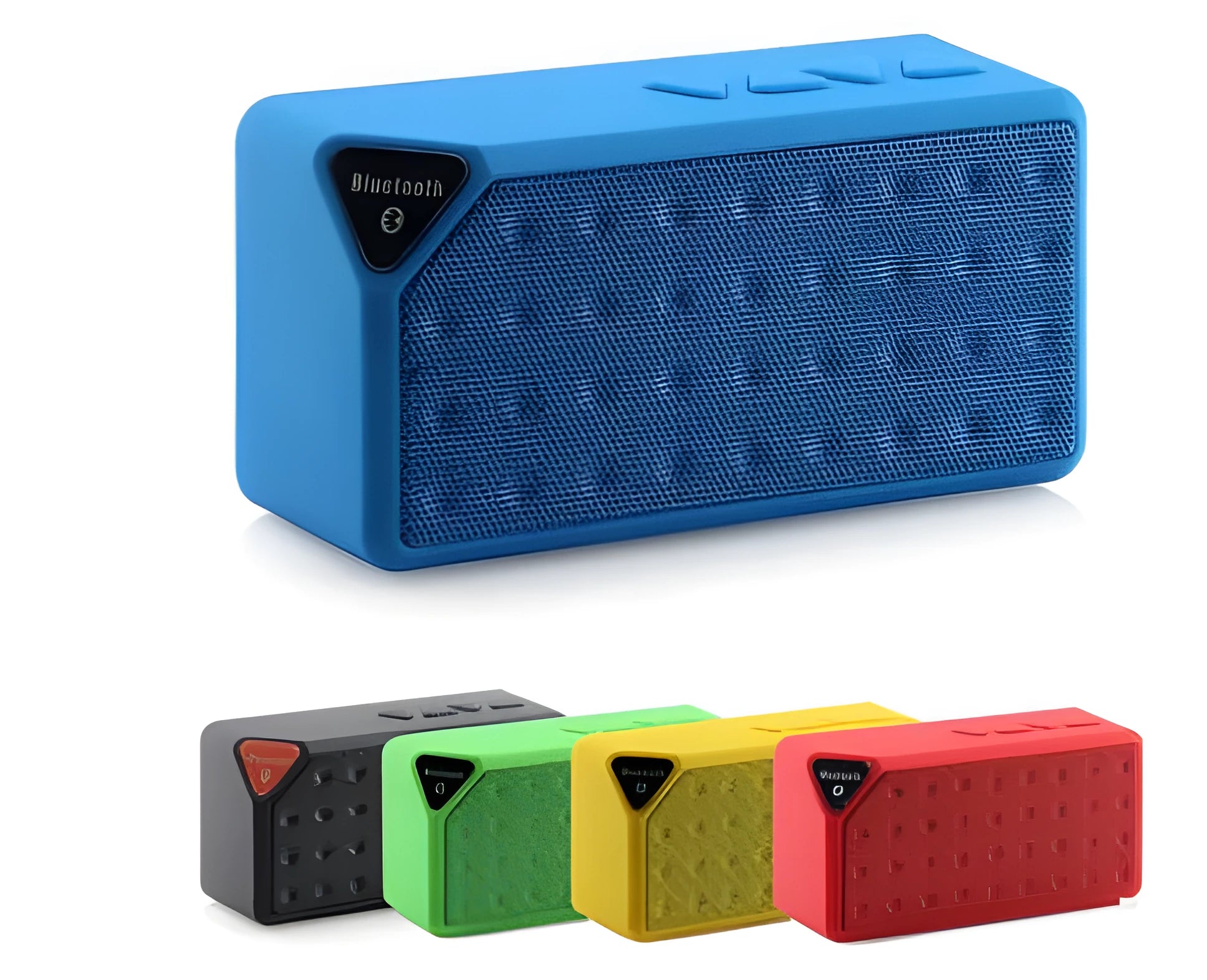 Cannon X3 small cube-shaped wireless Bluetooth speaker in black, blue, green, red, and yellow colour options.