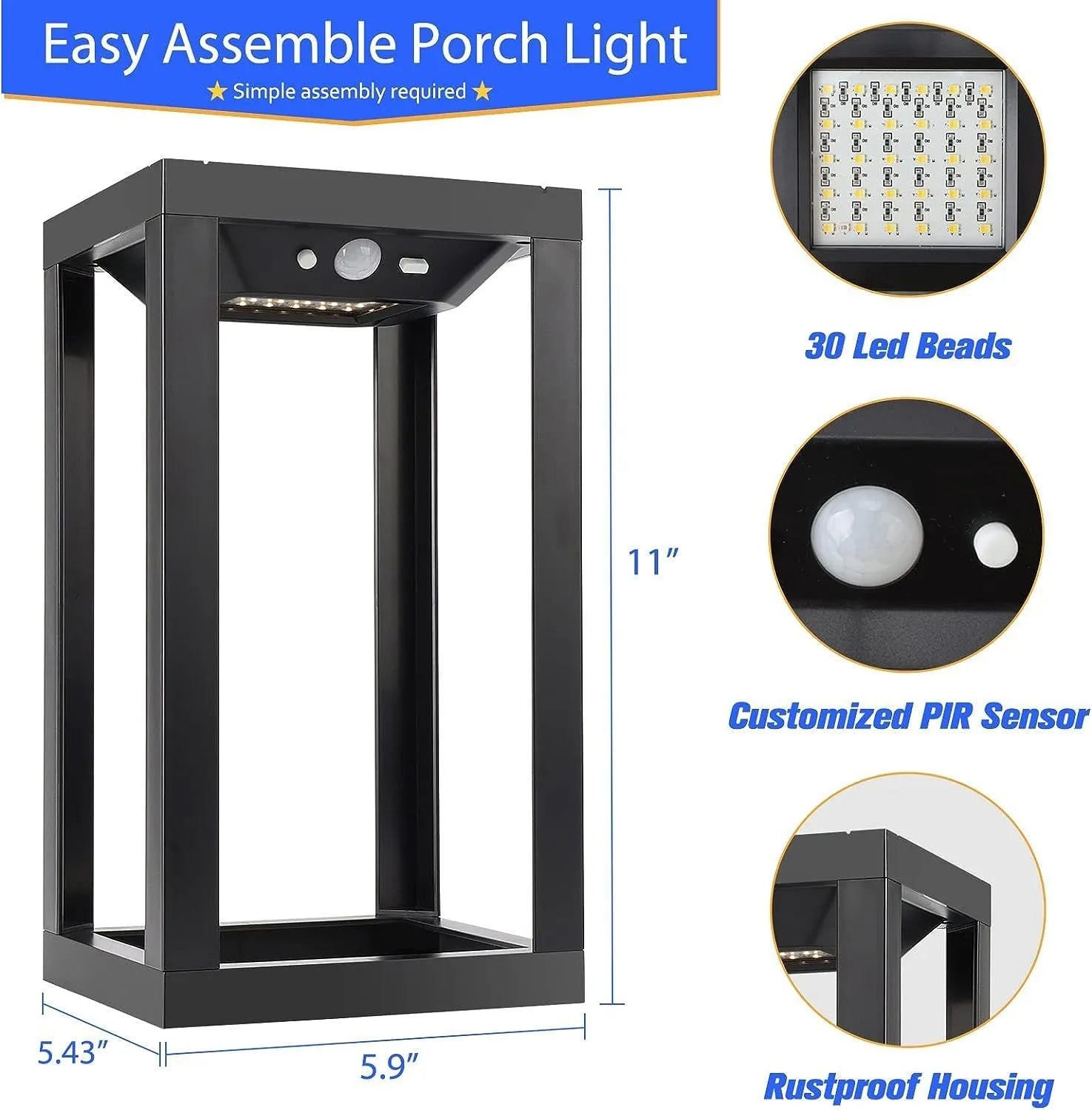 Modern solar powered outdoor wall lamp with IP65 waterproof rating for garden courtyard use