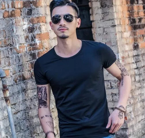 Men's lightweight bamboo fibre t-shirt in various colours on a hanger
