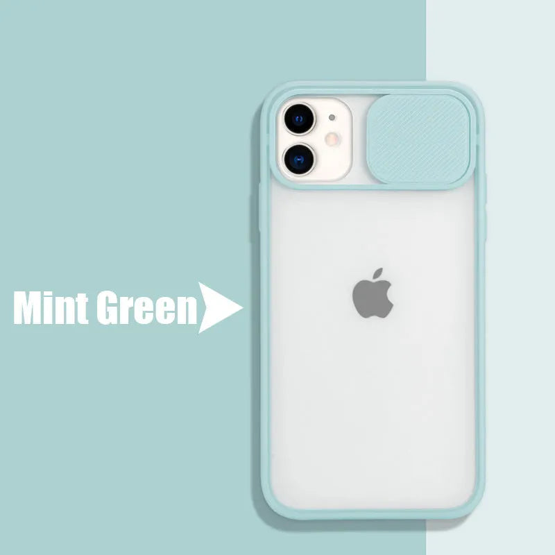 Frosted frame silicone iPhone case in various colours showing compatible models including iPhone 11 Pro and iPhone 12 Mini