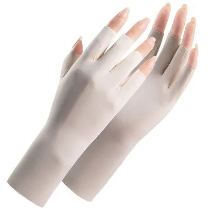 Ice silk sunscreen gloves for women with UPF50+ protection in various colours