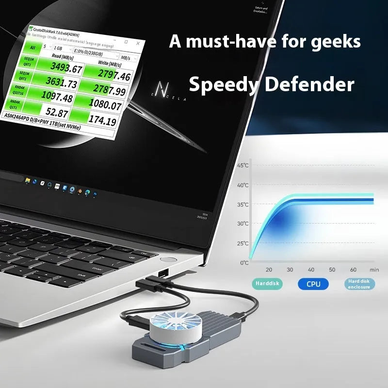 Aluminium USB4 hard disk enclosure for NVMe M2 solid state drives