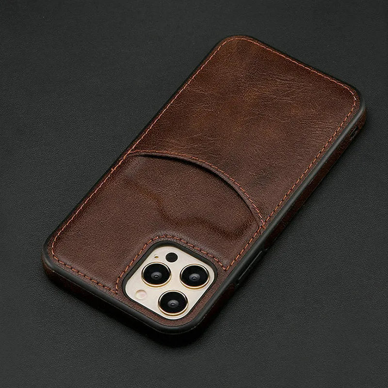 Dark blue PU leather protective case for iPhone models from 7 to 14 series