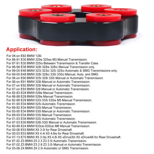 Red polyurethane aluminium drive shaft connecting plate bracket for BMW vehicles with included transmission shaft