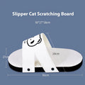 White slipper-style corrugated paper cat scratch board on flat surface