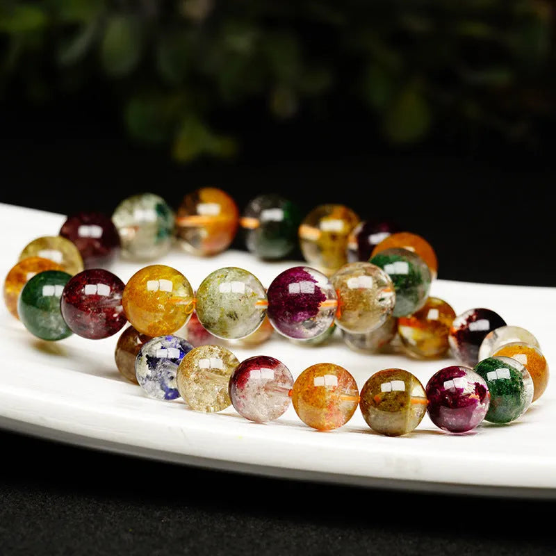 Crystal bracelet with colourful ghost cornucopia design and 10mm ball beads