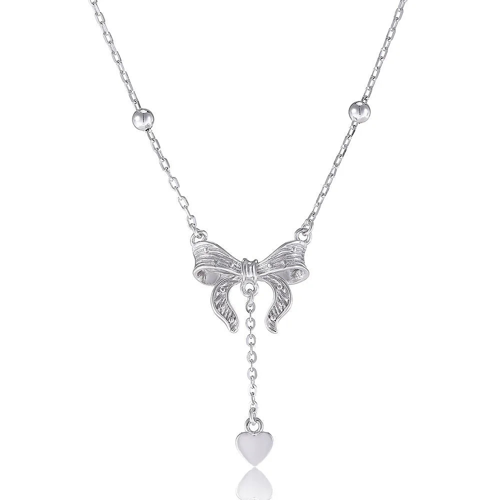 S925 silver butterfly heart pendant clavicle chain necklace with adjustable 40-45cm length