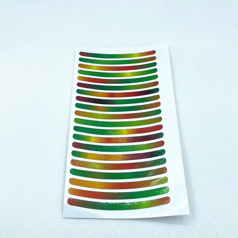 20-piece set of arc-shaped PVC reflective stickers for car wheel hubs in multiple colour options