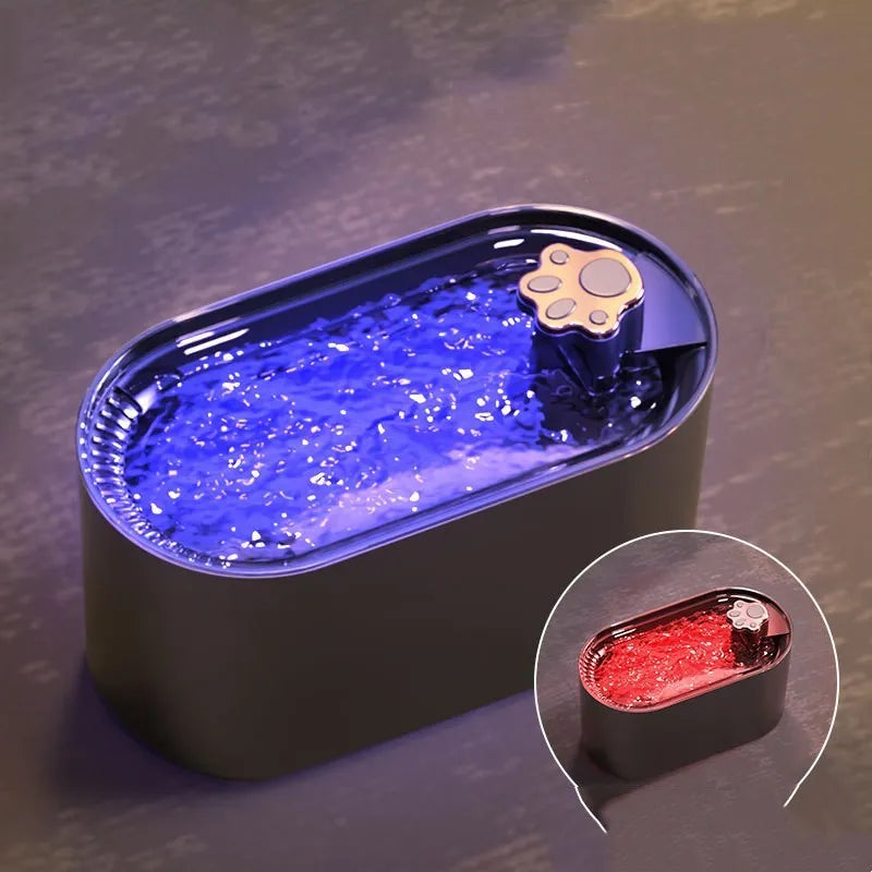 3L automatic pet water fountain in Berlin blue colour with LED light and quiet pump
