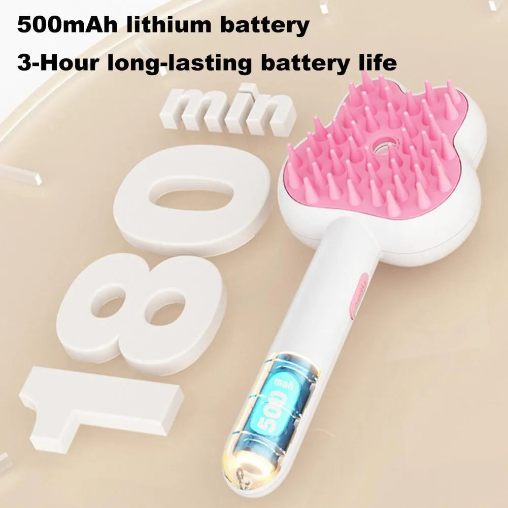 Rechargeable cat grooming spray brush with steam function in green, pink or white colours
