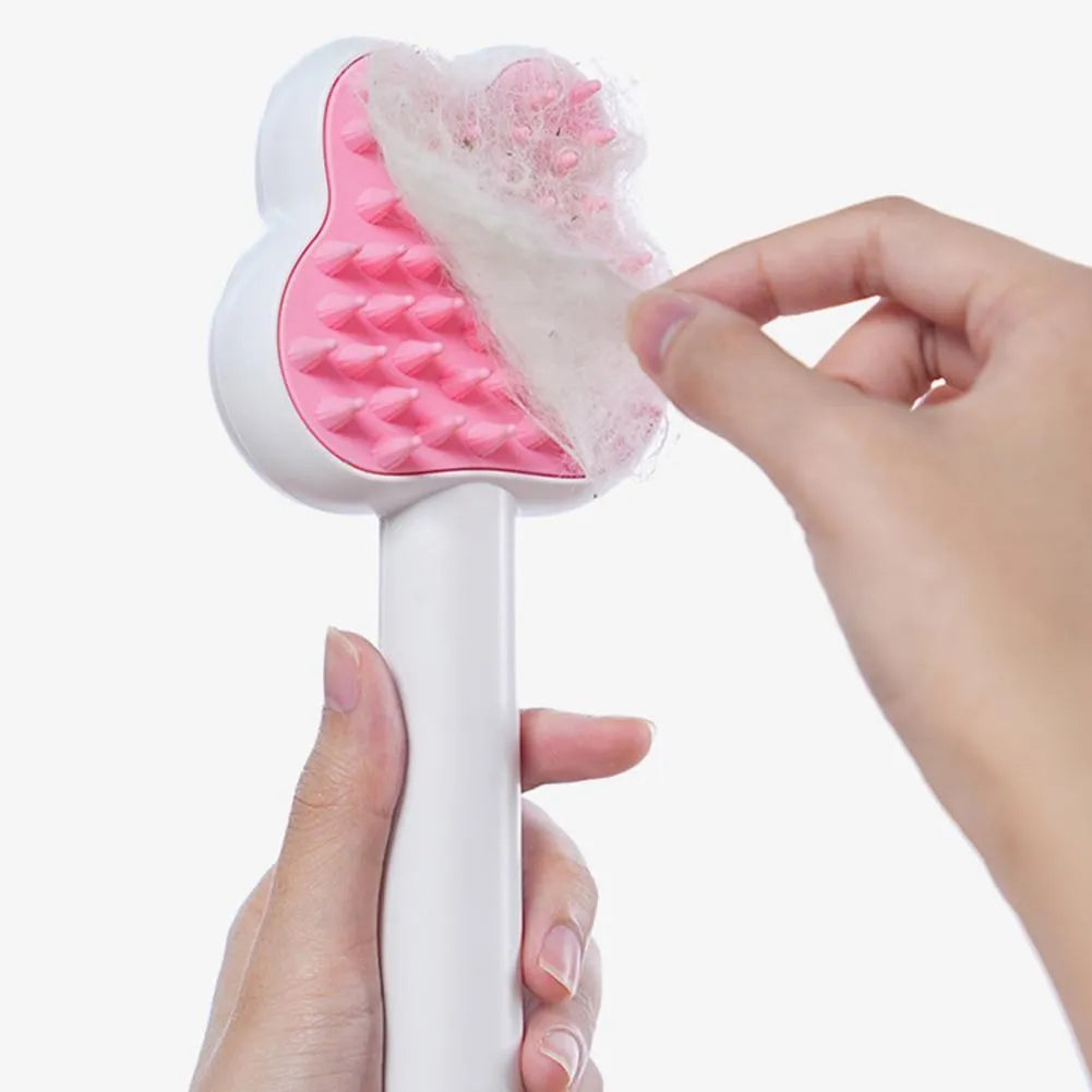 Rechargeable cat grooming spray brush with steam function in green, pink or white colours